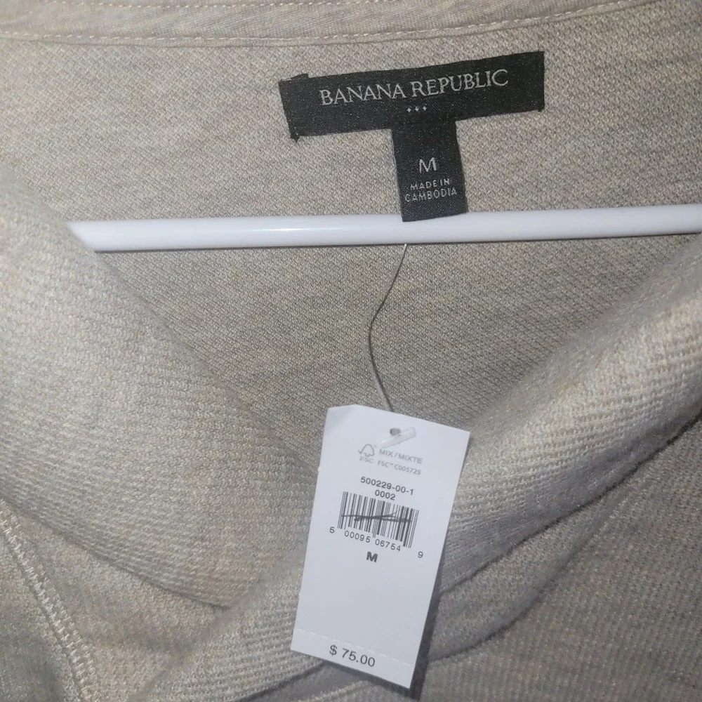 Banana Republic‎ Mens Shawl Collar Pullover Sweater, Beige Waffle Knit, New M